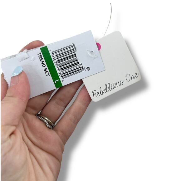 NEW Macy's Rebellious One Joggers Size Large Cream Tan Pinstripe Sweatpants FLAW - Picture 6 of 7